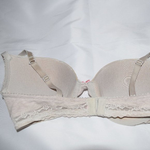 Victoria’s Secret 36C T-Shirt Bra Plunge Ribbed Heather Lace Pink Bow 322147-3TA - Picture 4 of 8
